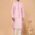 Pink art silk 3 piece kurta jacket set for men