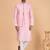 Pink art silk 3 piece kurta jacket set for men