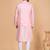 Pink art silk 3 piece kurta jacket set for men