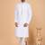 Off white art silk 3 piece kurta jacket set for men