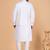 Off white art silk 3 piece kurta jacket set for men