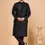 black art silk 3 piece kurta nehru jacket set for men