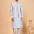 Grey art silk 3 piece kurta jacket set for men