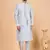 grey art silk 3 piece kurta nehru jacket set for men