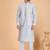 Grey art silk 3 piece kurta jacket set for men