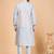Grey art silk 3 piece kurta jacket set for men