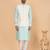 Cream jacquard 3 piece kurta jacket set for men