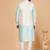 Cream jacquard 3 piece kurta jacket set for men