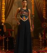 black georgette embroidered top with palazzo