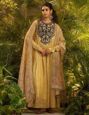 black embroidered anarkali with dupatta 1