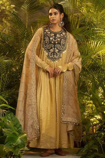 black embroidered anarkali with dupatta