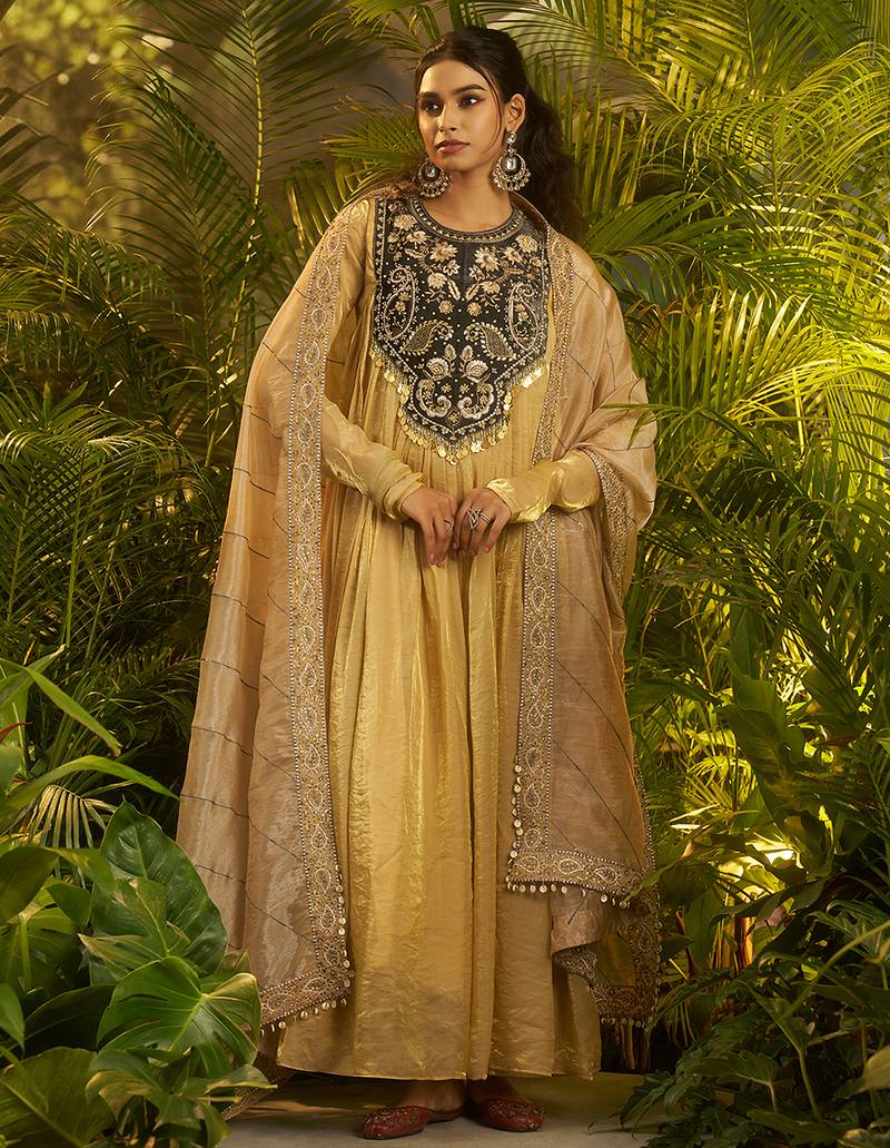 black embroidered anarkali with dupatta