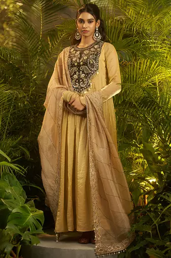 black embroidered anarkali with dupatta