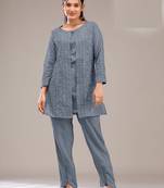 Grey embroidered georgette pakistani salwar suit