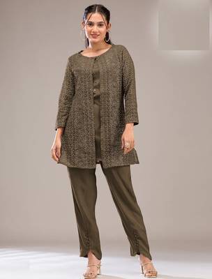 Green embroidered georgette salwar suit 1