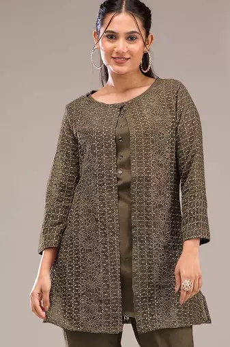 Green embroidered georgette salwar suit
