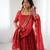 Red embroidered zari silk anarkali with dupatta