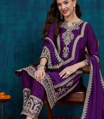 Riva enterprise women's stylish embroidered purple kurta pant with dupatta for festive look