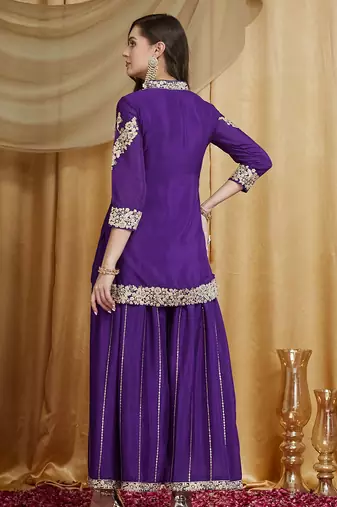 Riva enterprise women's cording and sequin work chinon kurta set with dupatta