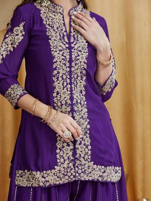 Riva enterprise women's cording and sequin work chinon kurta set with dupatta 4
