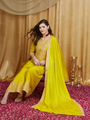 Riva enterprise women's festive wear kurta sharara dupatta set with embroidery work 1