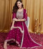 Riva enterprise women's elegant festive wear georgette kurta sharara dupatta set for women