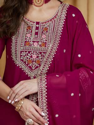 Riva enterprise women's elegant festive wear georgette kurta sharara dupatta set for women 4