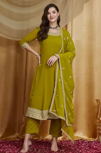 Riva enterprise women's elegant georgette anarkali kurta set with sequin work dupatta