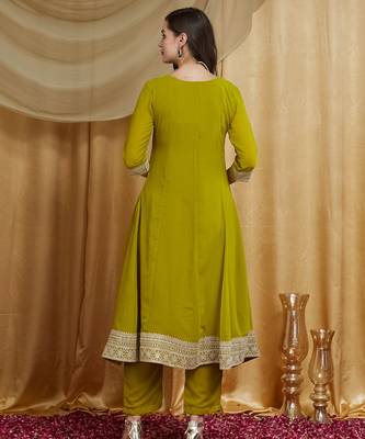 Riva enterprise women's elegant georgette anarkali kurta set with sequin work dupatta 3