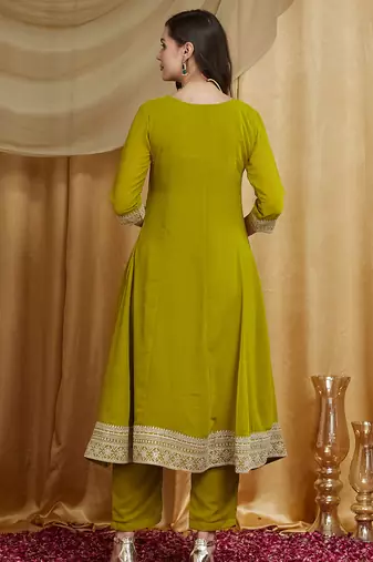 Riva enterprise women's elegant georgette anarkali kurta set with sequin work dupatta