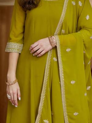 Riva enterprise women's elegant georgette anarkali kurta set with sequin work dupatta 4