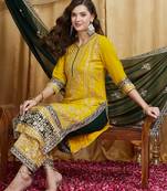 Riva enterprise women's faux georgette fabric zari embroidery kurtaset with dupatta