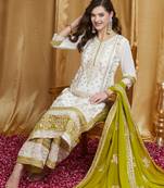 Riva enterprise women's faux georgette fabric zari embroidery kurtaset with dupatta