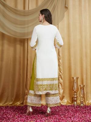 Riva enterprise women's faux georgette fabric zari embroidery kurtaset with dupatta 3