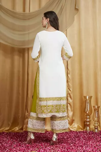 Riva enterprise women's faux georgette fabric zari embroidery kurtaset with dupatta