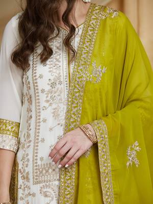 Riva enterprise women's faux georgette fabric zari embroidery kurtaset with dupatta 4