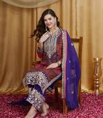 Riva enterprise women's faux georgette fabric zari embroidery kurtaset with dupatta