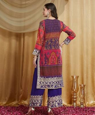Riva enterprise women's faux georgette fabric zari embroidery kurtaset with dupatta 3