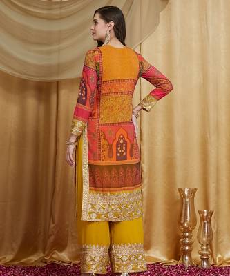 Riva enterprise women's faux georgette fabric zari embroidery kurtaset with dupatta 2