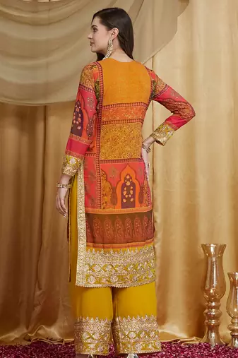 Riva enterprise women's faux georgette fabric zari embroidery kurtaset with dupatta