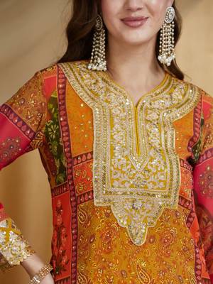 Riva enterprise women's faux georgette fabric zari embroidery kurtaset with dupatta 3