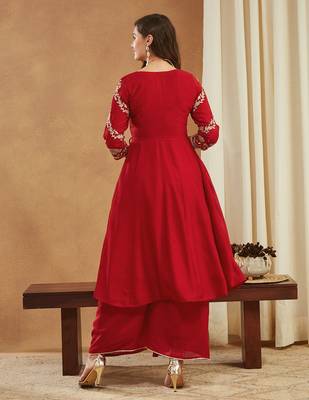 Riva enterprise women's elegant angrakha style anarkali kurti set with embroidered dupatta 2