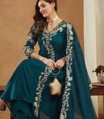 Riva enterprise women's elegant angrakha style anarkali kurti set with embroidered dupatta