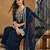 Riva enterprise embroidered navy blue georgette kurta palazzo & dupatta set.