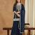 Riva enterprise embroidered navy blue georgette kurta palazzo & dupatta set.