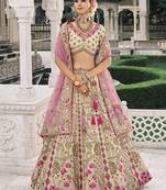 Cream Silk Blend Lehenga set choli dupatta
