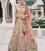 Cream Silk Blend Lehenga set choli dupatta
