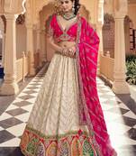  off white embroidered viscose lehenga set choli with dupatta