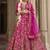 Magenta Pink  Embroidered Silk Blend Bridal Lehenga set choli dupatta