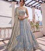 grey silk hand embroidery lehenga choli & dupatta